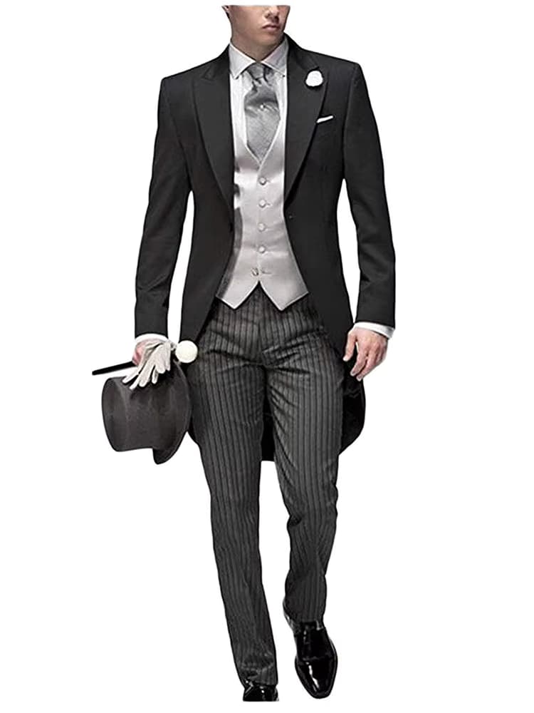 Herren anzug Streifen hose Peak Revers drei Stück Set Hochzeit Smoking Bräutigam Business Smoking Herren anzüge Hochzeit Abschluss ball Anzüge