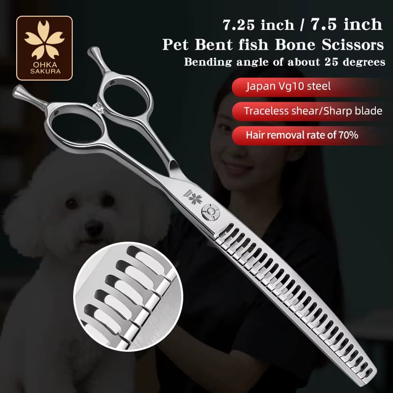 Hundepflege-Fischgräten-Schere, Trimm-Schere für Hunde, 7,25/7,5 Zoll, Tierpflege-Salon-Schere aus japanischem VG10-Stahl