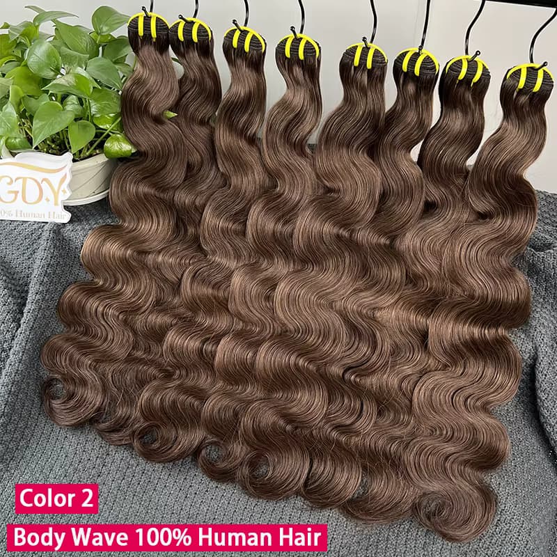 # 2 Dunkelbraune Body Wave Bundles 100% Echthaar Vietnamesisches Unbehandeltes Rohes Jungfrauenhaar Weave Extensions 1/2/3/4 Bundles