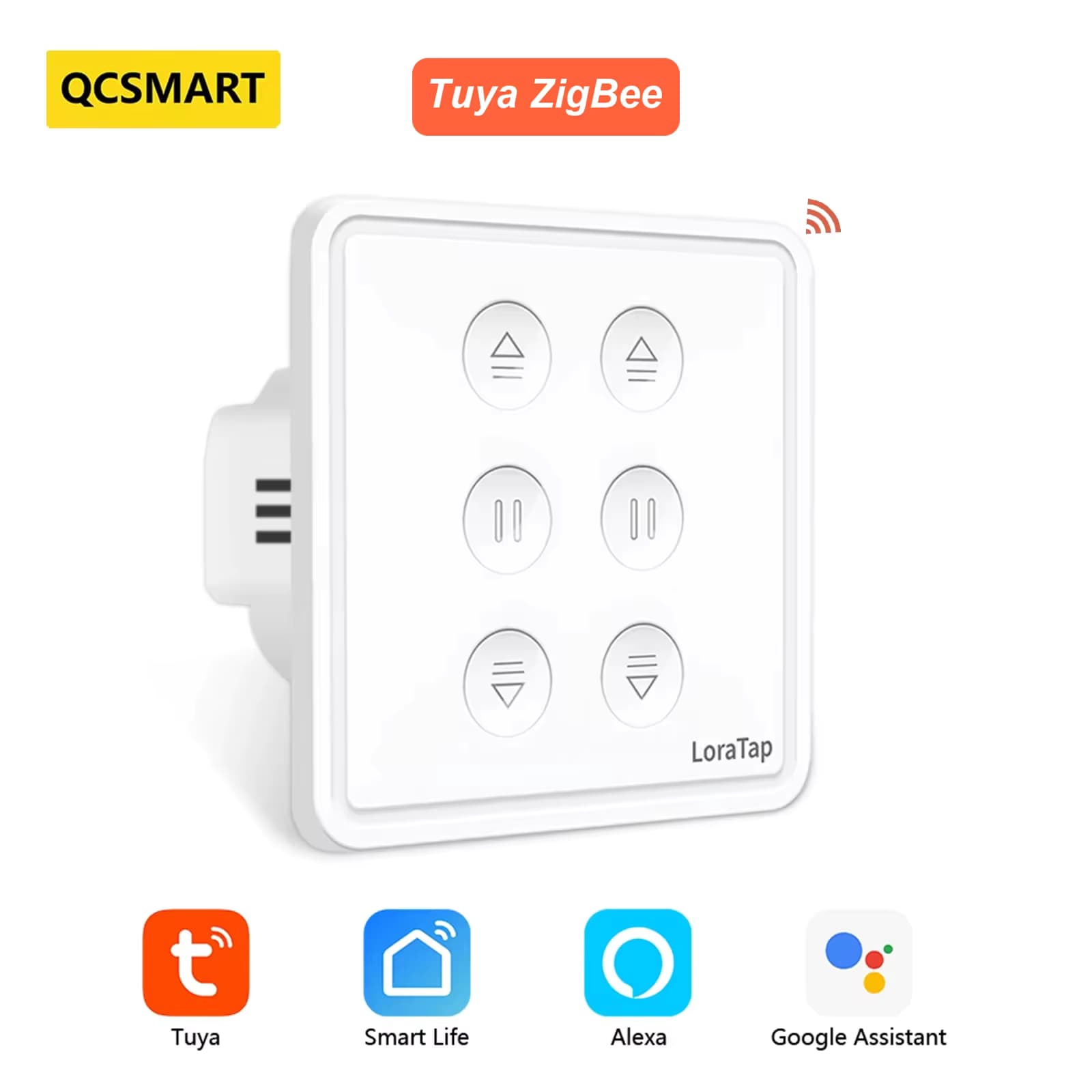QCSMART Tuya Smart Life EU ZigBee Doppel Vorhang Schalter Fernbedienung Jalousien Rollladen Prozentsatz Timer Google Home Alexa