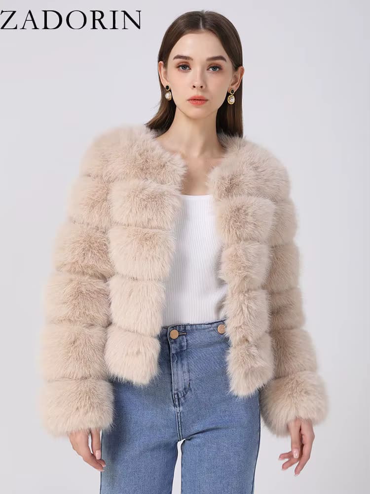 ZADORIN Langarm Faux Fuchs Pelzmantel Frauen Winter Mode Dicke Warme Pelz Mäntel Oberbekleidung Gefälschte Pelz Jacke Frau Kleidung