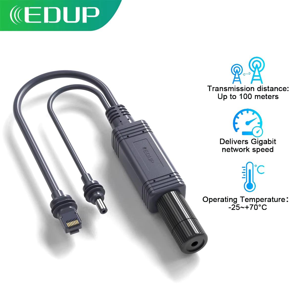 EDUP 100W Isolierter Gigabit-POE-Splitter mit RJ45-Schnittstelle, 1000Mbps Geschwindigkeit, perfekt für StarLink Mini Dishy, zuverlässig und stabil.