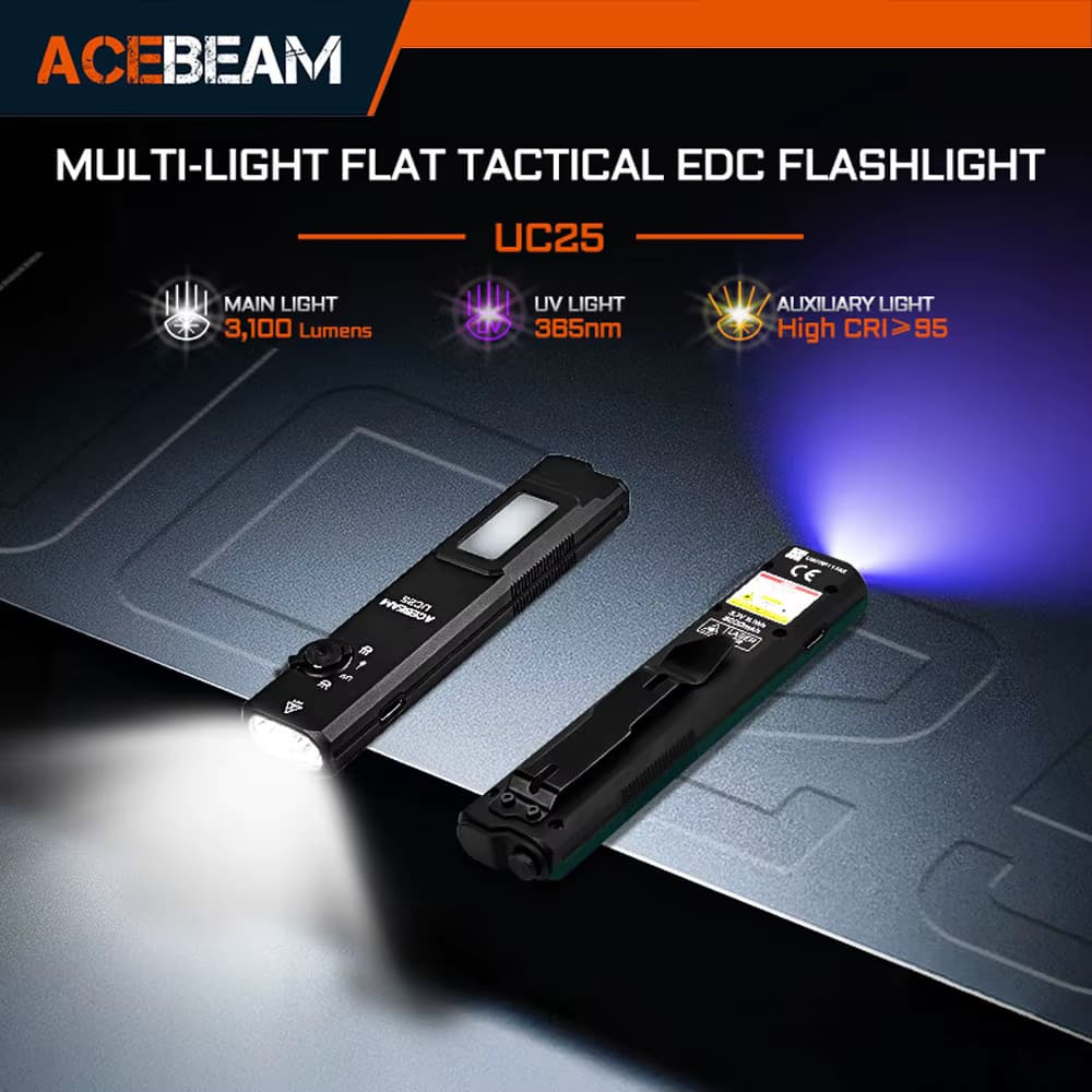 ACEBEAM UC25-HI Taktische Taschenlampe Multi-Licht mit UV-Magnetadsorption Hoher CRI-Flutlichtstrahler EDC-Taschenlampen