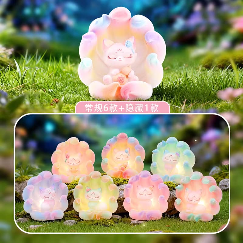 Neun-Schwänziger Fuchs Galaxie-Traumfigur Blindbox Nachtlichter Vintage Chinesischer Stil Desktop-Deko Leuchtende Figuren 6 Reguläre 1 Versteckte Ausführung