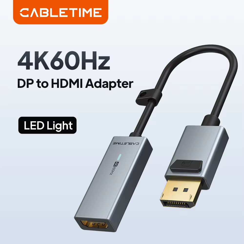 CABLETIME DP-zu-HDMI-Adapter 4K/60Hz Video Displayport-zu-HDMI-Konverter für Laptop PC DP-zu-HDMI-Adapterkabel HDMI-Adapter