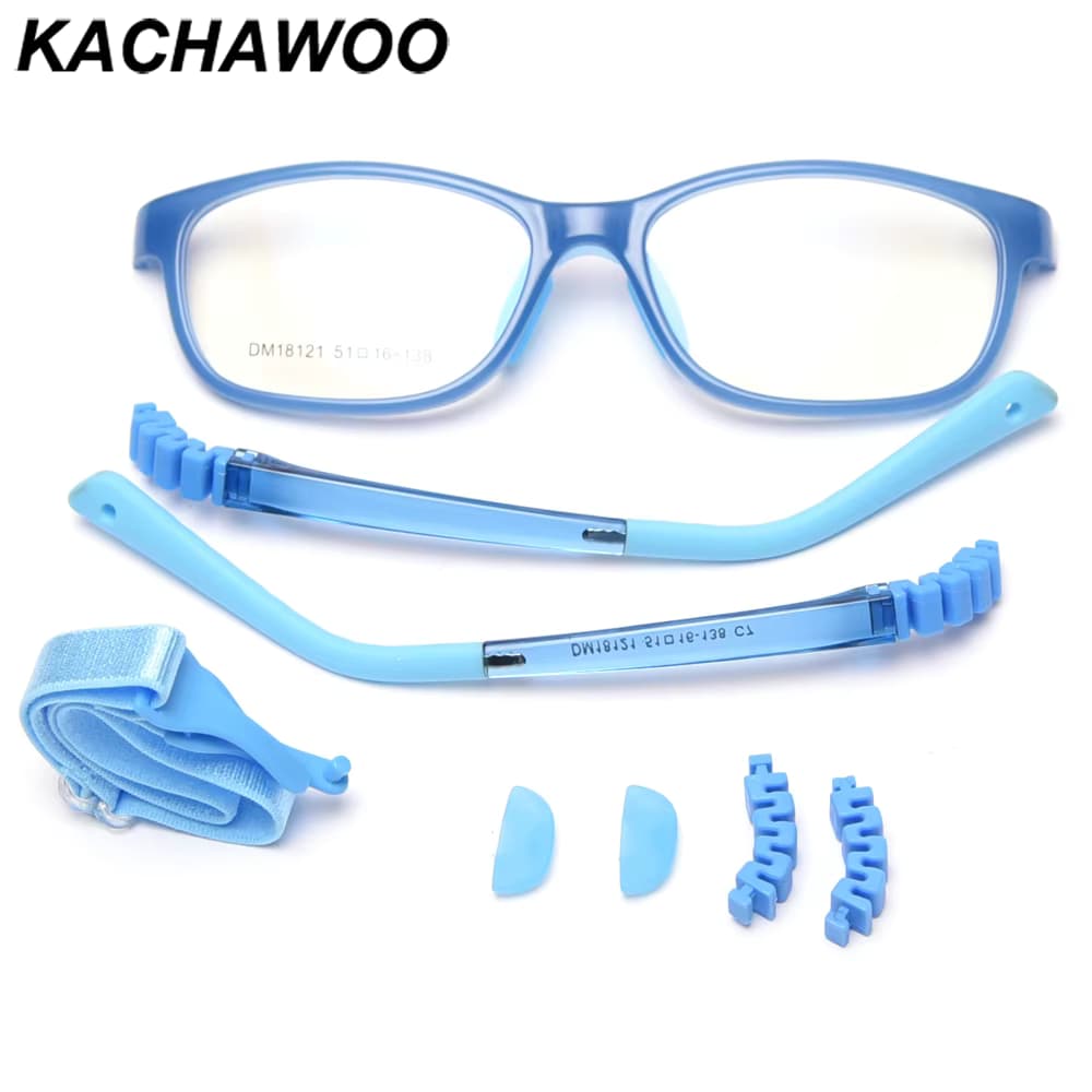 Kachawoo Kinder-Quadratbrillen, optische TR90-Kinderbrillengestelle, flexibel, für Jungen und Mädchen, schützendes Silikon, Blau, Rosa, Schwarz