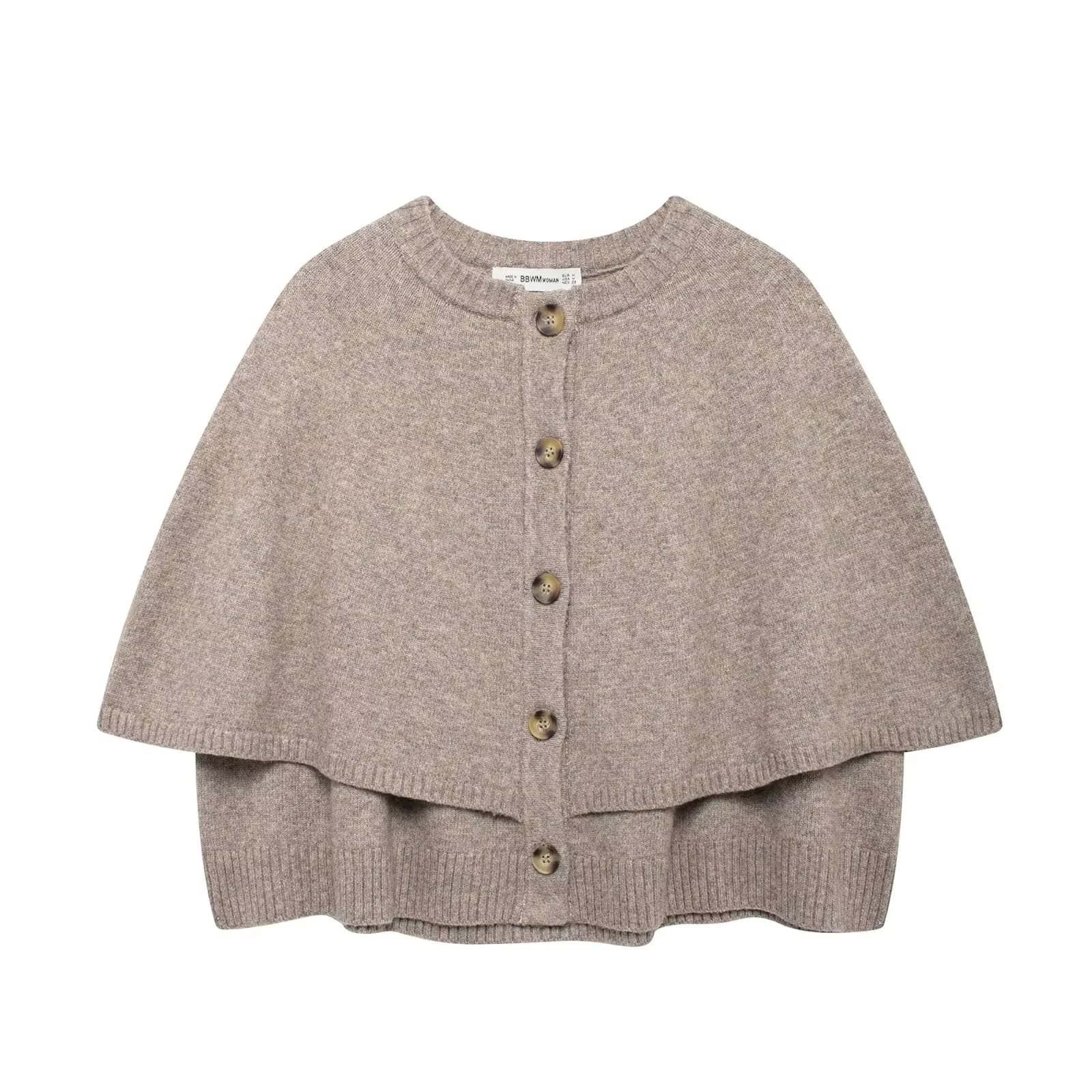 Zevity Damen-Pullover mit O-Ausschnitt, einfarbig, gestrickter Umhang, Jacke, weiblich, schickes Cape-Design, Freizeitmantel, schicke Oberteile CT9542