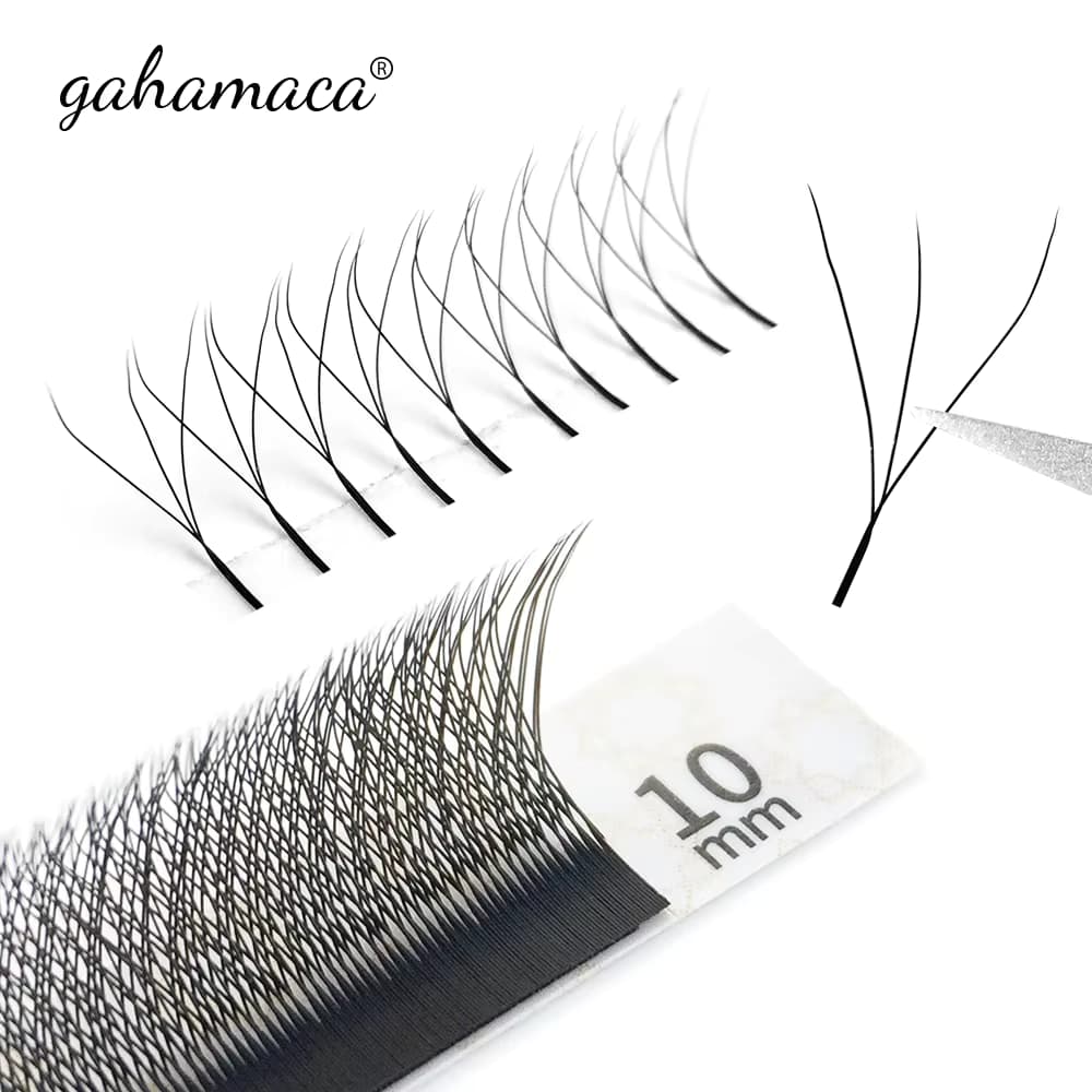 GAHAMACA W-förmige Wimpernverlängerung L/LU 3D vorgefertigte Volumen-Fächerwimpern W-Style-Wimpern Bequeme natürliche Wimpern aus künstlichem Nerz