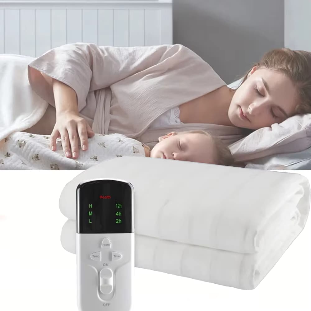 RuiAnBao Elektrische Heizdecke, Queen-Size-Bett, Doppelbett, 160 x 130 cm, mit Timer, 220 V, Thermo-Matratzenauflage, Winterbettwärmer
