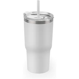 JOYNER M. Kompakter Reisebecher aus Edelstahl (91 % recycelt) mit vakuumisolierter Doppelwand und matter Oberfläche 600 ml, Weiß. Offer from WerbeTOPshop DE.