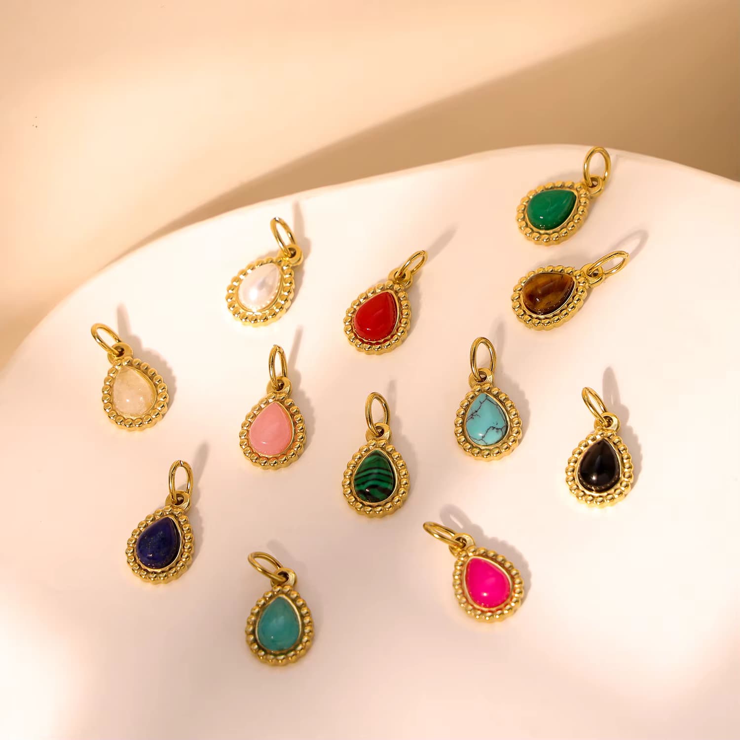 Car lidana Bohemian vergoldet Edelstahl Wasser tropfen geformt Naturstein Anhänger Mode Charms Anhänger für Schmuck