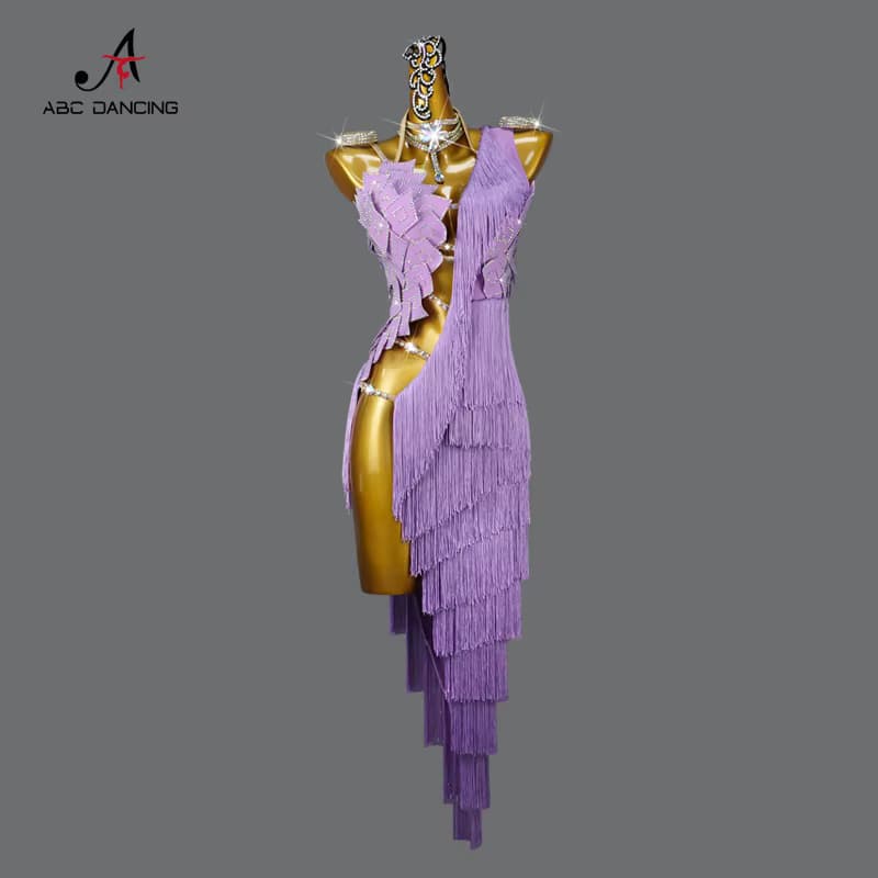 2026 Lateinamerikanisches Tanzkleid für Damen, langes Partykleid, Sportanzug, sexy Rock, Bühnen- und Abendkleidung für Mädchen, Quastenkostüm