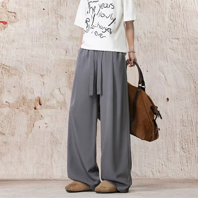 2026 Herren Eisseide Weite Hosen Dünne Schwarze Bequeme Schnelltrocknende Hosen Sommer Locker Lässige Streetwear Weite Hose