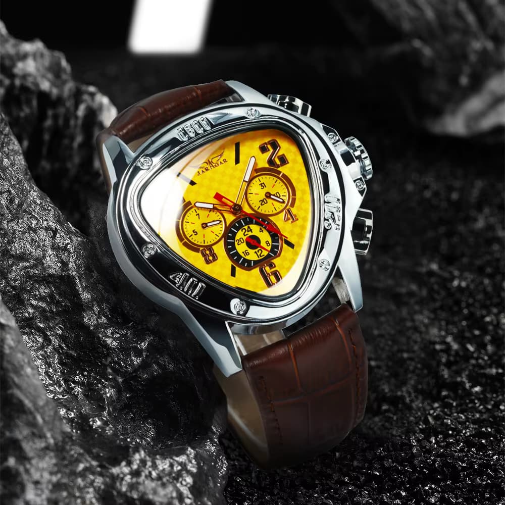 JARAGAR Pilot Herrenuhren Top-Marke Luxus Multifunktionales Zifferblatt Sport Mode Automatische Mechanische Uhr für Männer Lederarmband