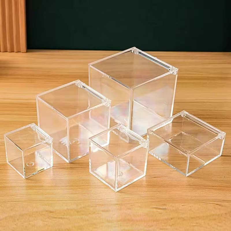 Plastikbox Langlebige Aufbewahrungsbox in Verschiedenen Größen mit Deckel Klappdeckel Transparente Acryl-Staubschutzabdeckung Party-Dekoration