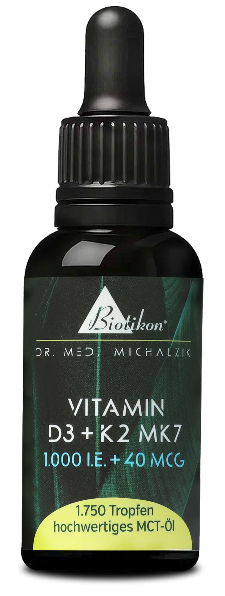 Vitamina D3 + K2 gotas veganas | 1000 I.E. + 40 μg MK7 all-trans | 50 ml (1750 gotas) | Dr. med. Michalzik