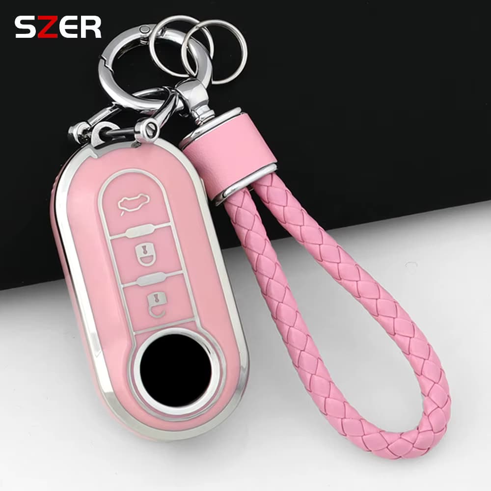 Mode TPU Auto Schlüssel Fall Abdeckung Shell Für Fiat 500 Ducato Panda 500L Punto Lancia Musa Für Citroen Auto Schlüsselring luxus Schlüsselbund