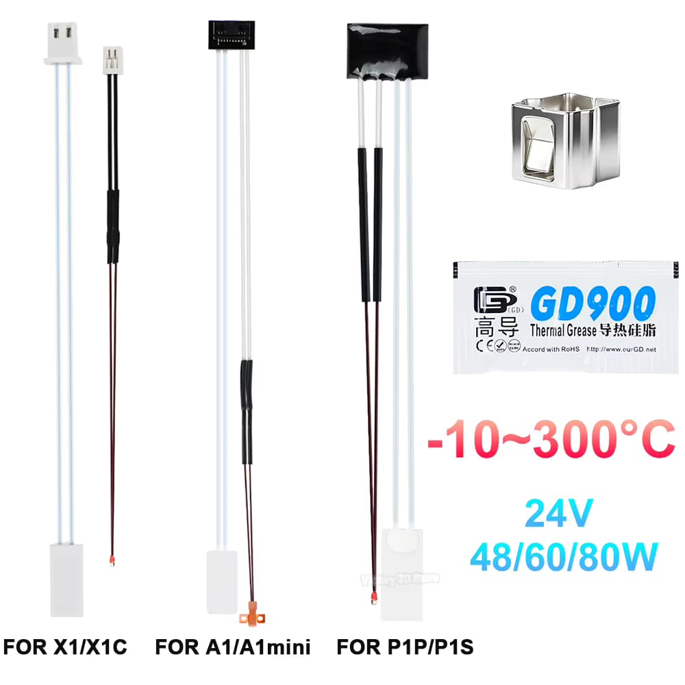 Für Bambulab X1 P1S Thermistor Bambu Lab A1 A1mini Heizung 24V 48/60/80W Keramik-Heizung Temperatursensor 350 ℃ 3D-Drucker-Teile