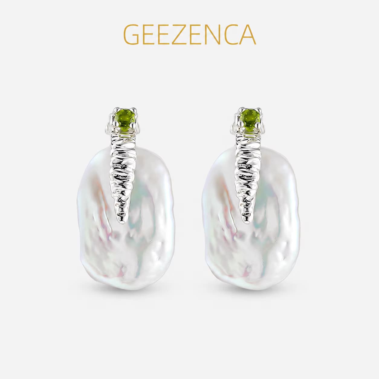 Geezenca natürliche Barock perle Turmalin Sterling Silber Ohrringe für Frauen Französisch Chic Luxus kleinen Ohrring neues Geschenk
