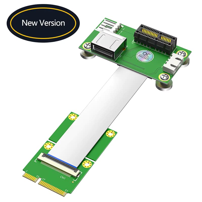 Add-On-Karten Mini PCI-E auf PCI Express 1X Adapter Riser Verlängerungskabel Mini PCIE auf PCIE X1 USB 2.0 Kartenverlängerung mit FFC-Kabel