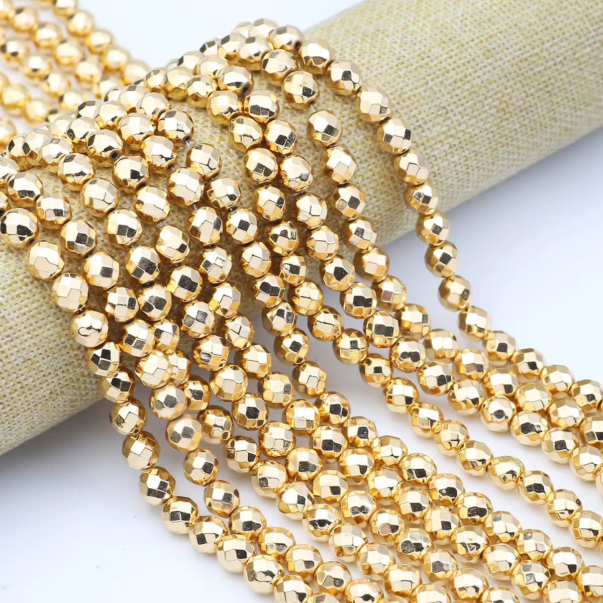 Überzug KC Gold Farbe Naturstein Hämatit Runde Cut Spacer Lose Perlen Für Schmuck Machen DIY Charms Zubehör 2-10MM