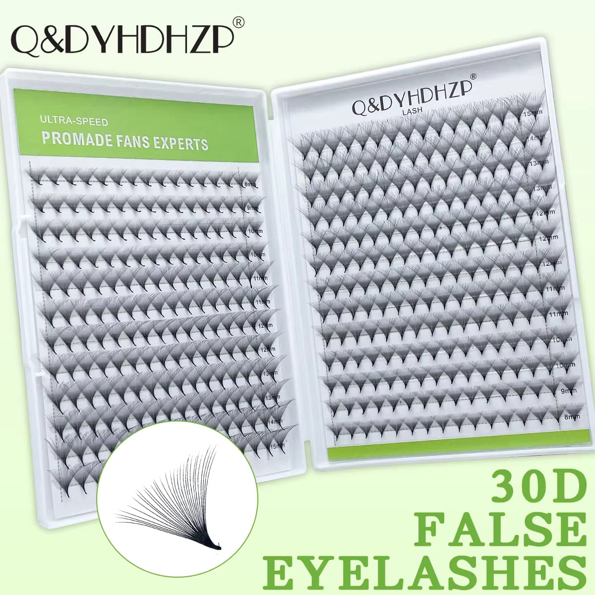 Q&DYHDHZP 30D Vorgefertigte Fächerwimpern Einzelcluster Künstliche Nerz-PBT Weiche Russische Volumen Einzelwimpernfächer