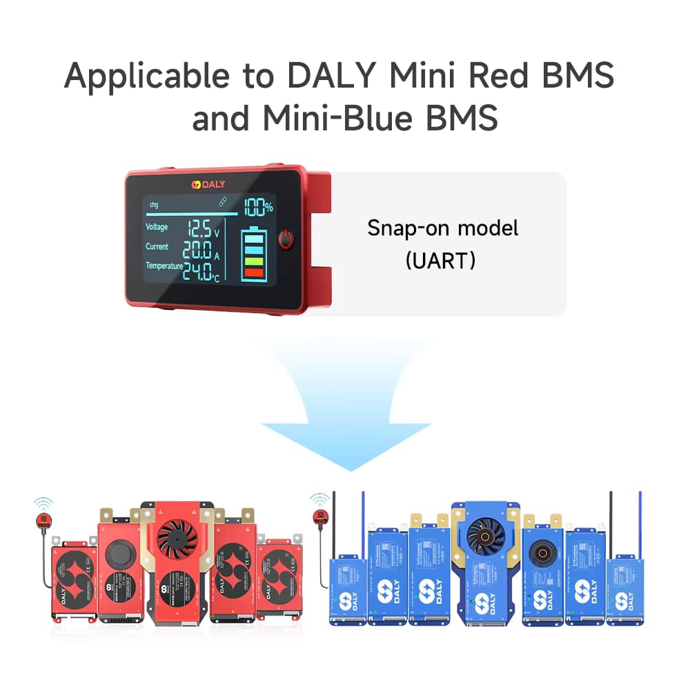 Daly BMS Zubehör 3,0 Zoll LCD-Bildschirm Kabel UART für DalyBMS Rot Blau BMS Neue Version