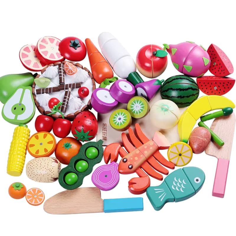 Holz Küche Pretend Spielen Spielzeug Simulation Obst Gemüse Lebensmittel Schneiden Spiel Gefälschte Ei Klassische Kinder Rolle Spielen Montessori Spielzeug