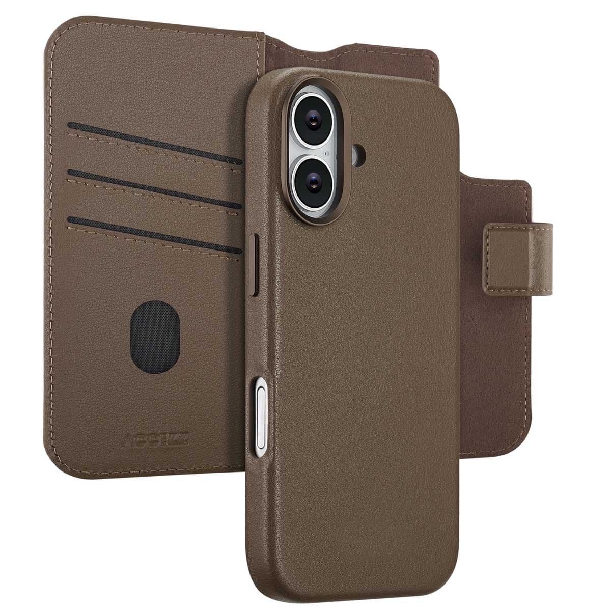 Accezz Leather Bookcase 2-in-1 met MagSafe voor de Apple iPhone 17 - Coffee Brown. Aanbod van Smartphonehoesjes NL - BE.