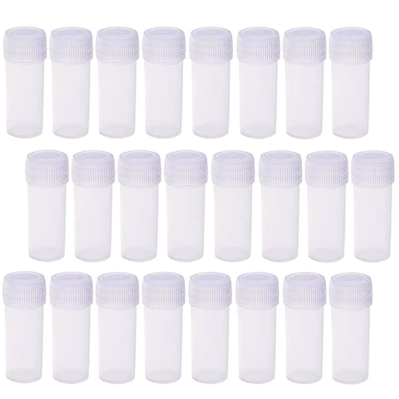 100 Stück 5 ml Kunststoff-Reagenzgläser Probenfläschchen Pulver Handwerksflaschen Kleine Medizin Pille Kapsel Aufbewahrungsbehälter mit Schraubverschluss