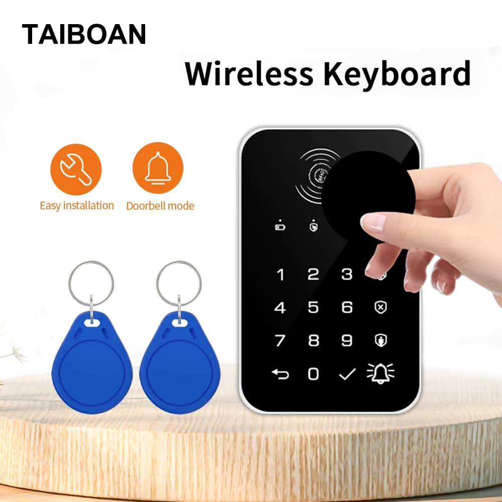TAIBOAN 433 MHz Drahtlose Tastatur Touch Pad Türklingel Taste Bringen RFID Karte Kann Wiederaufladbare Für H501/G30/PG103 WiFi GSM Alarm