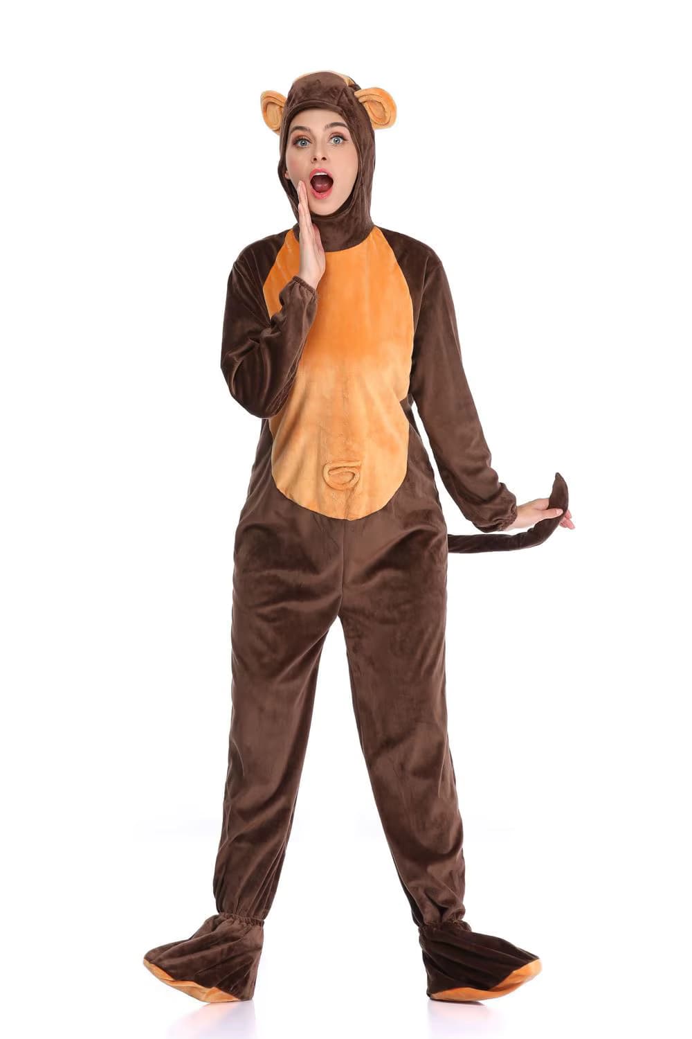 Halloween-Outfit Tier-Rollenspiel Brauner Affen-Cosplay-Overall Kostüm Zoo Erwachsenen-Halloween