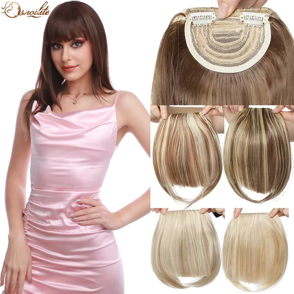 S-noilite Synthetisches 2-Clip-in-Pony-Haarteil, Pony-Clip-on-Haarverlängerungen, Schwarz, Braun, Blond, Haarteil für Frauen