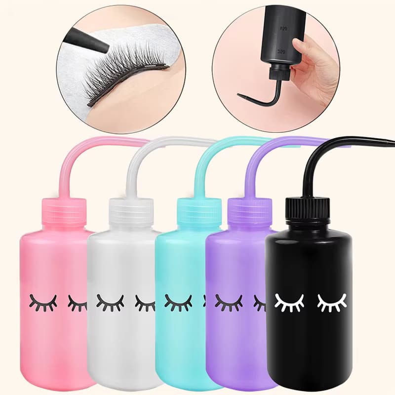 1PC 250ml Wimpern Reinigung Flasche Lash Verlängerung Waschen Flaschen Wasser Squeeze Dropper Lash Shampoo Gebogene Auslauf Topf make-up-Tool