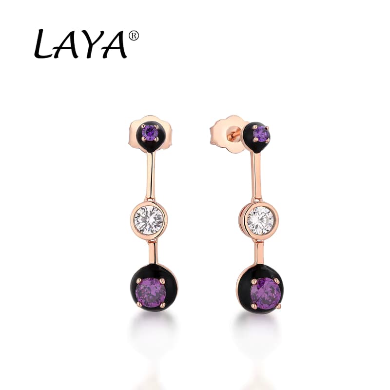 925 Sterling Silber Mode Neue Stil Klar Zirkonia Schwarz Emaille Ohrringe frauen Partei Hohe Qualität Trendy Schmuck