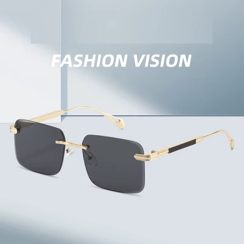 Luxuriöse quadratische Metall-Sonnenbrille für Herren, Damen, Unisex, Designer-Mode-Sonnenbrille, randlos, Unisex-Brille, UV400-Schutz