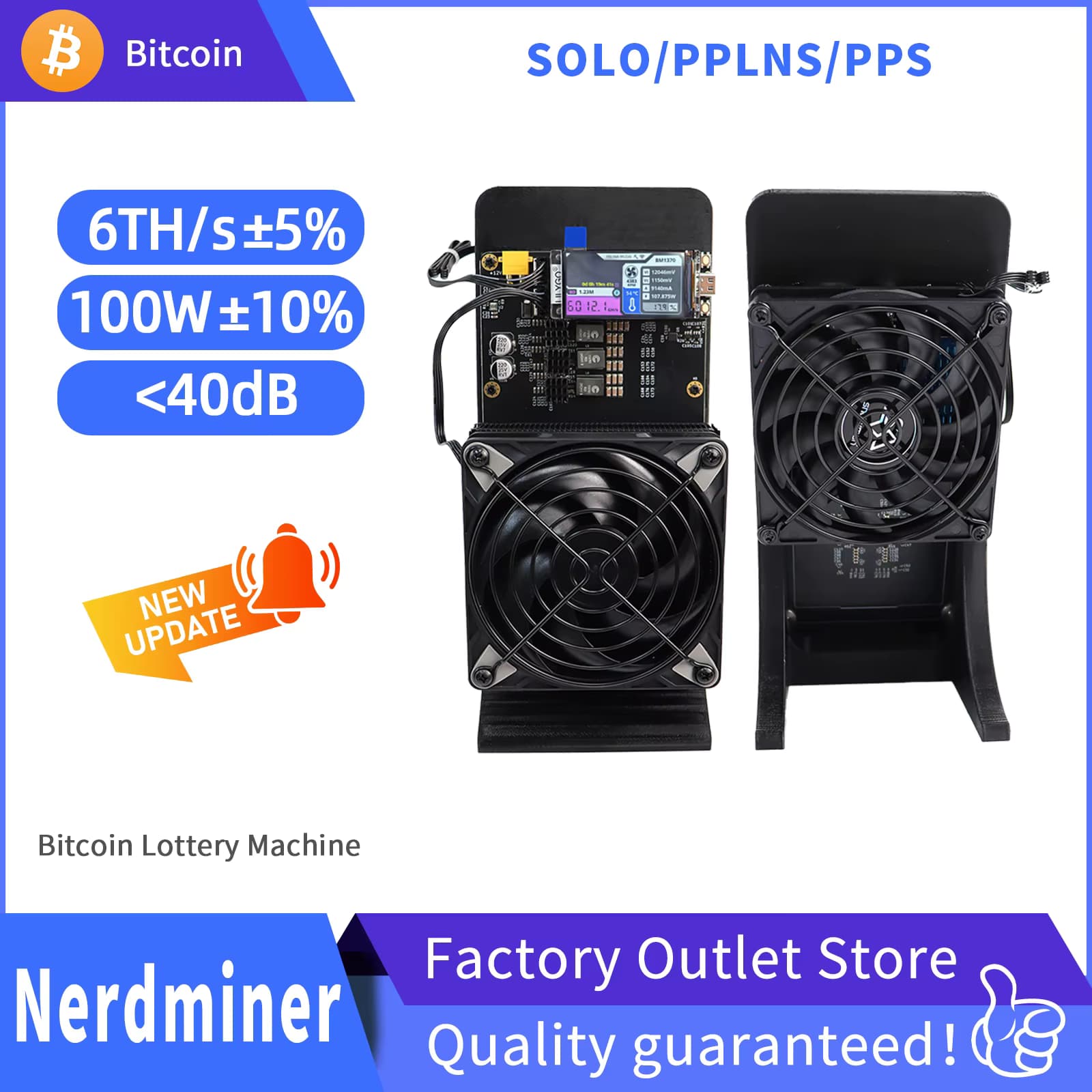 NerdminerQaxe++ Rev 6.1 6TH/s 100W Bitcoin Miner – Hocheffiziente SHA-256 BTC-Mining-Maschine für den Heim- und Solo-Mining-Betrieb