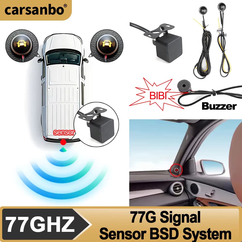 Carsanbo 77GHz BSD Totwinkel-Erkennungssystem Spurwechselassistent 0,3 bis 50m Erkennungsreichweite Alarmsensor für Auto LKW Van Bus
