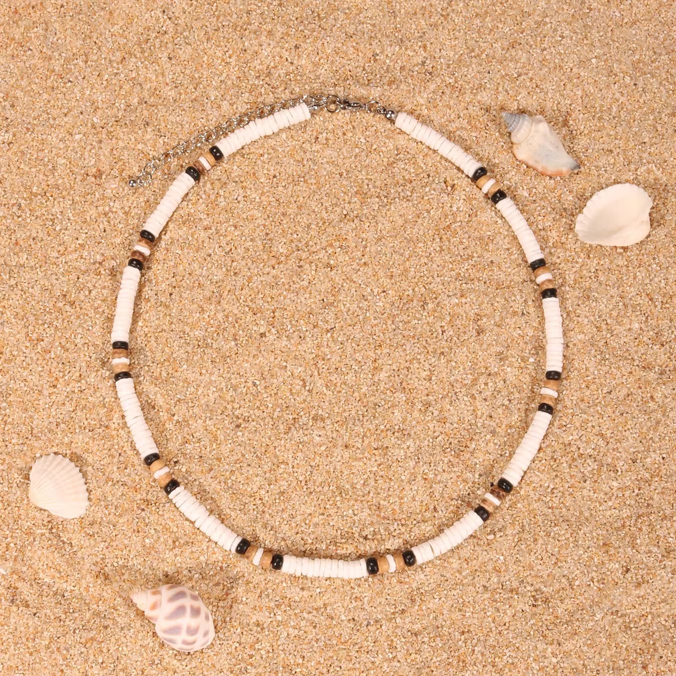 1PC Mode Sommer Strand Böhmen Natürliche Weiße Shell Perlen Halskette für Mann Frauen Surfer Halskette Mann Schmuck