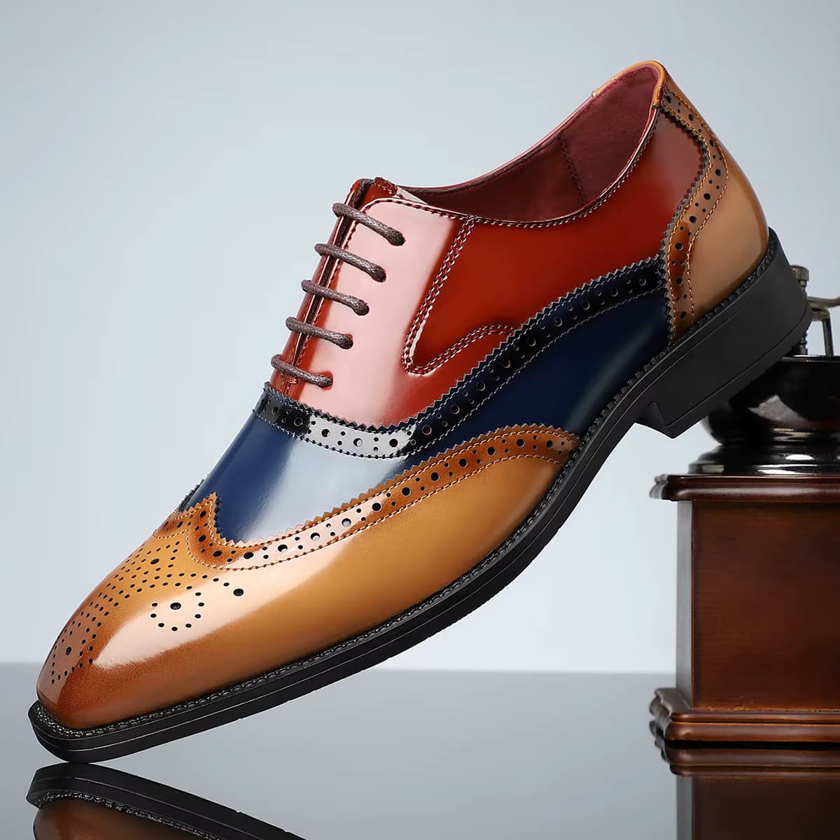 Herren Zweifarbige Brogue Wingtip Oxfords Spitze Business-Schuhe Atmungsaktiv Komfortabel Übergrößen 47 48 Designer-Schuhe
