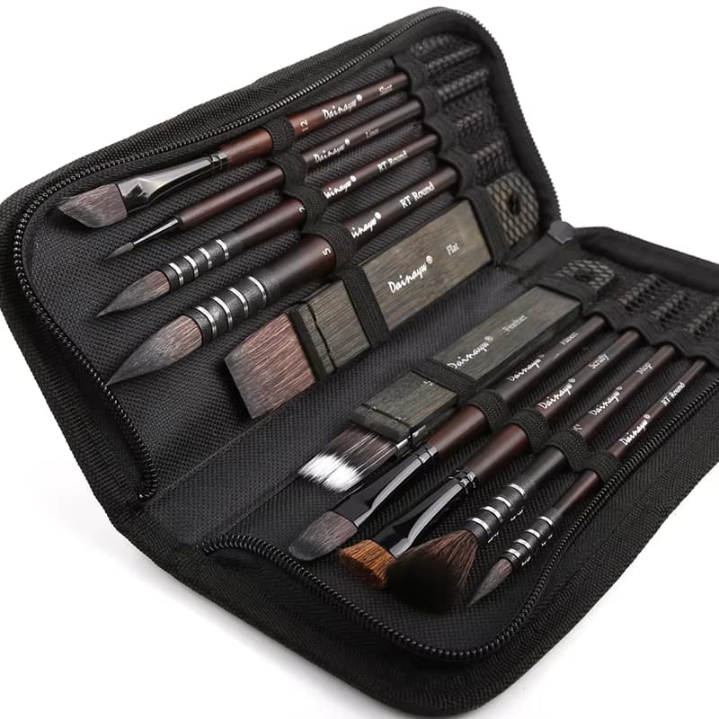 Dainayw 10-teiliges Aquarell-Pinsel-Set, Mop-Pinsel, organischer blauer Eichhörnchen-Pferdehaar-Pinsel, multifunktionale Pinsel für Acrylmalerei, Kunstbedarf