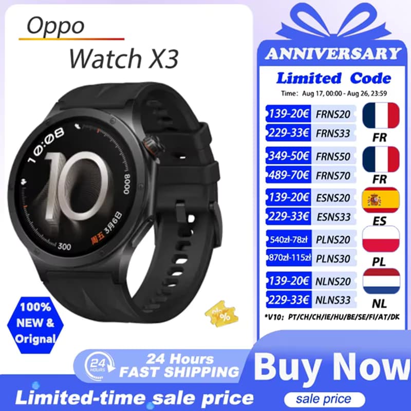 Globale versie OPPO Watch X3 Smartwatch Ultralichte titaniumlegering behuizing 1.50" LTPO AMOLED display 16 dagen batterijduur NFC IP68