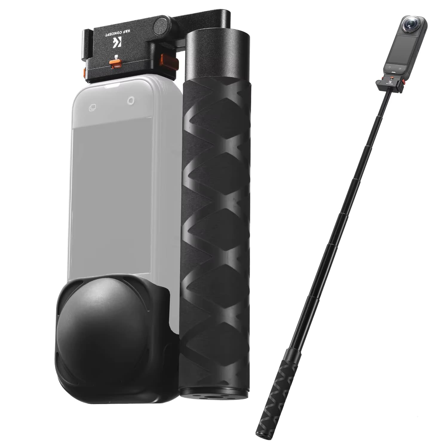 K&F CONCEPT Magnetischer klappbarer Selfie-Stick mit Schnellwechsel für Insta360 X6 X5 X4 Air – Aluminium-Teleskopstange mit unsichtbarem Stangendesign und stufenlos verstellbarer Länge für 360°-Vlogs