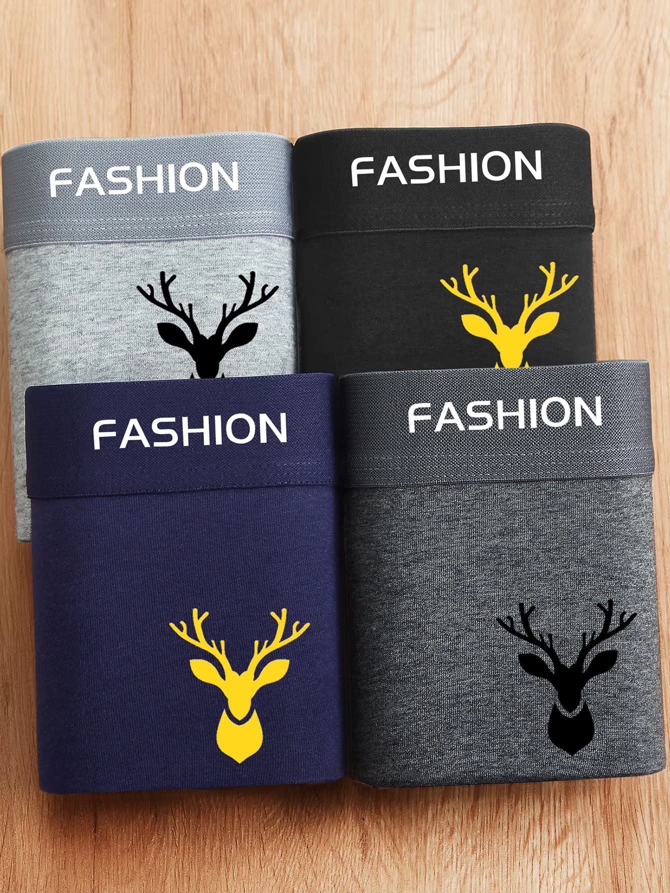 4er-Pack Herren-Unterwäsche Weiche Atmungsaktive Bedruckte Boxershorts Modische Sportliche Slips Komfortable Unterwäsche für Männer