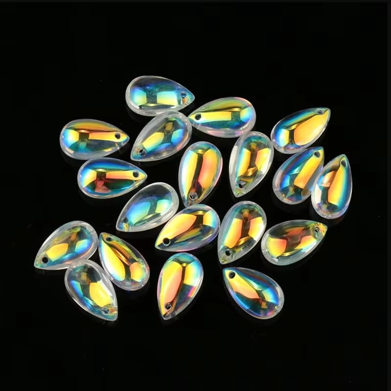 Beste Qualität, 8 x 14 mm, glatte Kristall-Tropfenperlen, glänzende AB-Glas-Tropfenperlen, Schmuckperlen für die Herstellung von DIY-Armbändern und Halsketten, 28 Stück/Lot