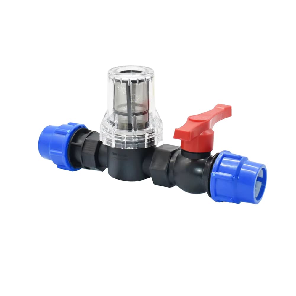 25 mm 32 mm PE-Rohr-Wasserfilter mit Kunststoffrohr, Schnellanschluss, 80 Mesh-Filter, Garten-Tropfbewässerungsadapter