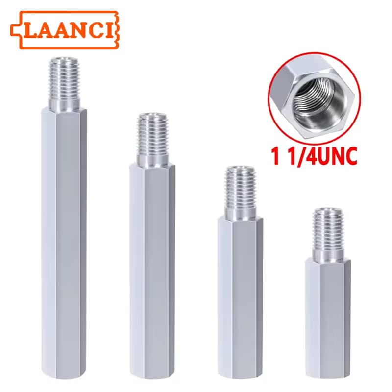 LAANCI Diamant-Bohrer-Verlängerung 150-550mm 1 1/4UNC Gewinde Outdoor Silber Aluminium Diamantbohrer für Adapter Elektrowerkzeuge