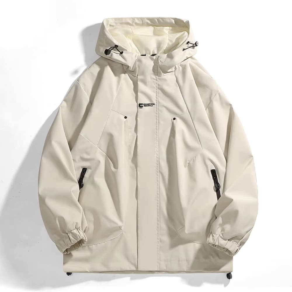 Herren Wasserdichte Kapuzenjacke Leichte Winddichte Outdoor-Jacke mit Mehreren Taschen Lässige Bergsteiger-Wander-Reise-Regenjacke