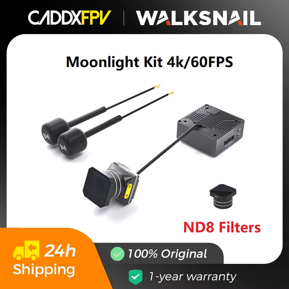 Caddx Walksnail Avatar Moonlight Kit Starlight Sensor FPV-Kamera ND8-Filter 4k/60FPS Eingebautes EIS Gyroflow FOV 160 ° Für Drohnen