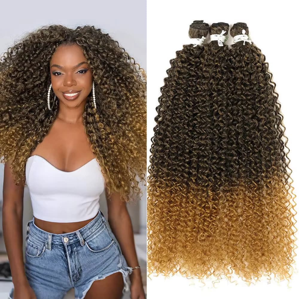 28 Zoll Synthetische Afro-Locken Haarbündel Organische Faser Jerry Weave Haarverlängerungen 70cm